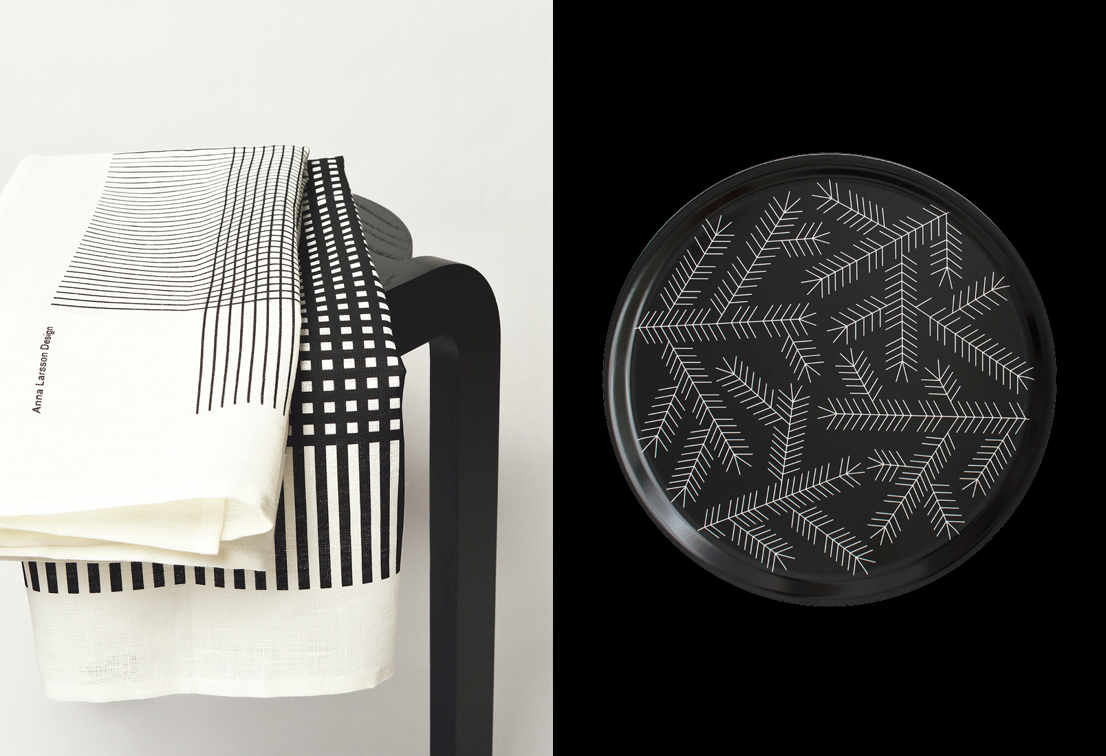 Mönsterformgivning, handdukar och bricka ur kollektionerna 