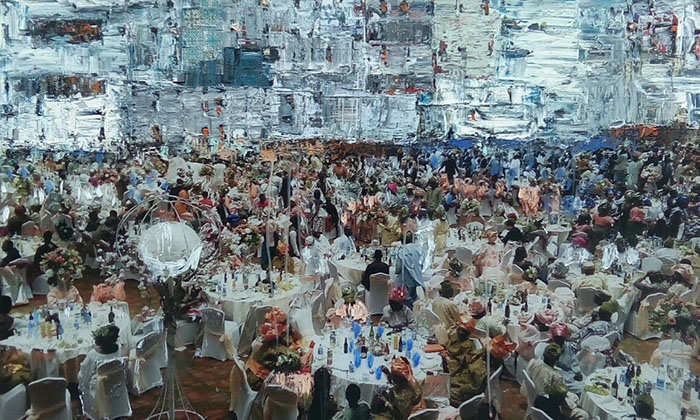 Alimi Adewale, “Owambe”. Mixed Media (photograph and Acrylic acrylic) 2015. Photo by artist