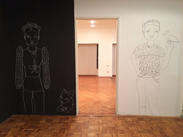 Gordana Zikic, Black Box, wall drawing 3x2 m, 2015.
