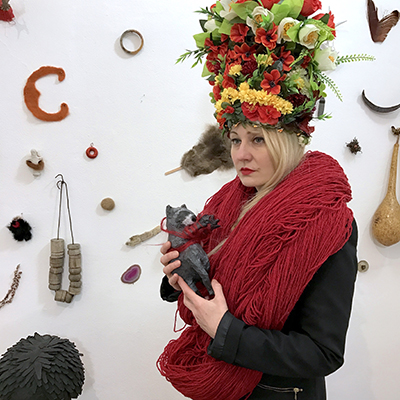 Gordana Zikic. Flower headress, costume, installation, 2017.