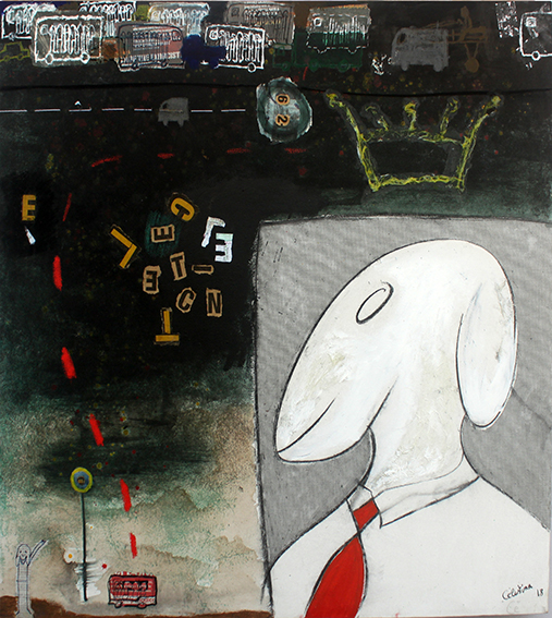 Trajet avec le troupeau
acrylic, collage on canvas
1x1 m
2018