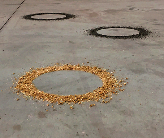 Katarina Elvira Gudrunsdotter, Circles, (sawdust, flash), ViR, Studio at ViaFarini, Milan, 2018