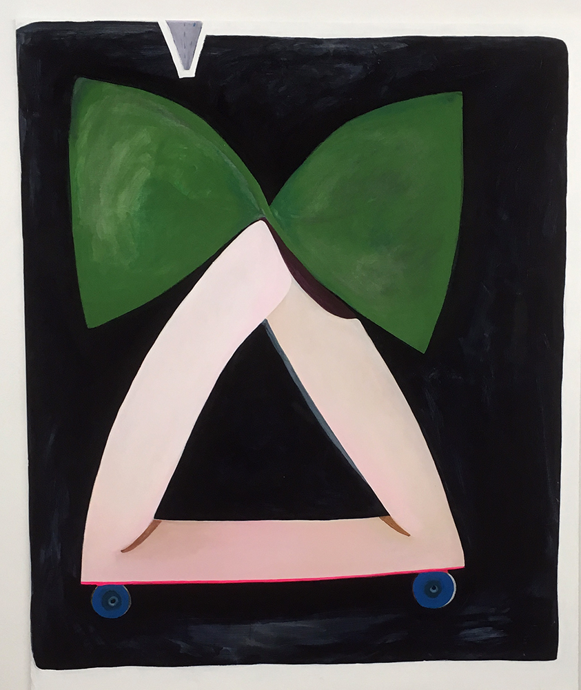 Pia Mauno, Duet with green bow, 150 x 140 cm, vinylpaint on canvas, 2018 
