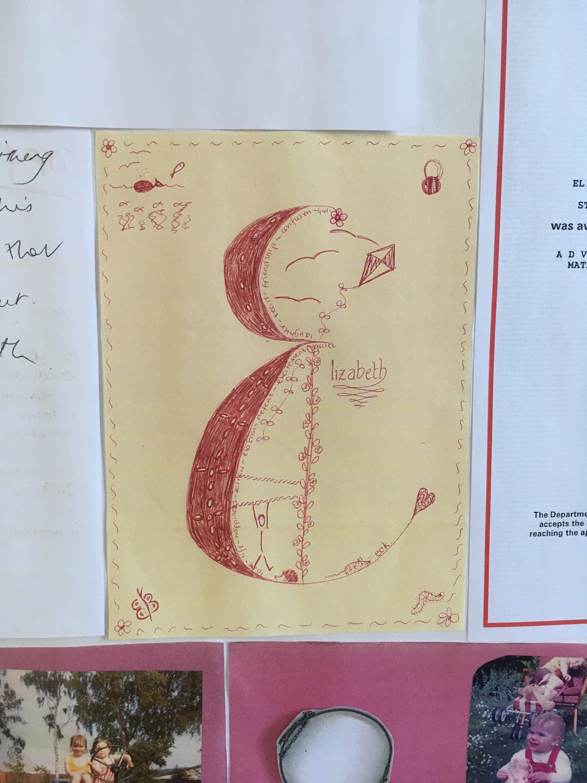 Artist Existence Visibility Voice wall (detail from childhood)