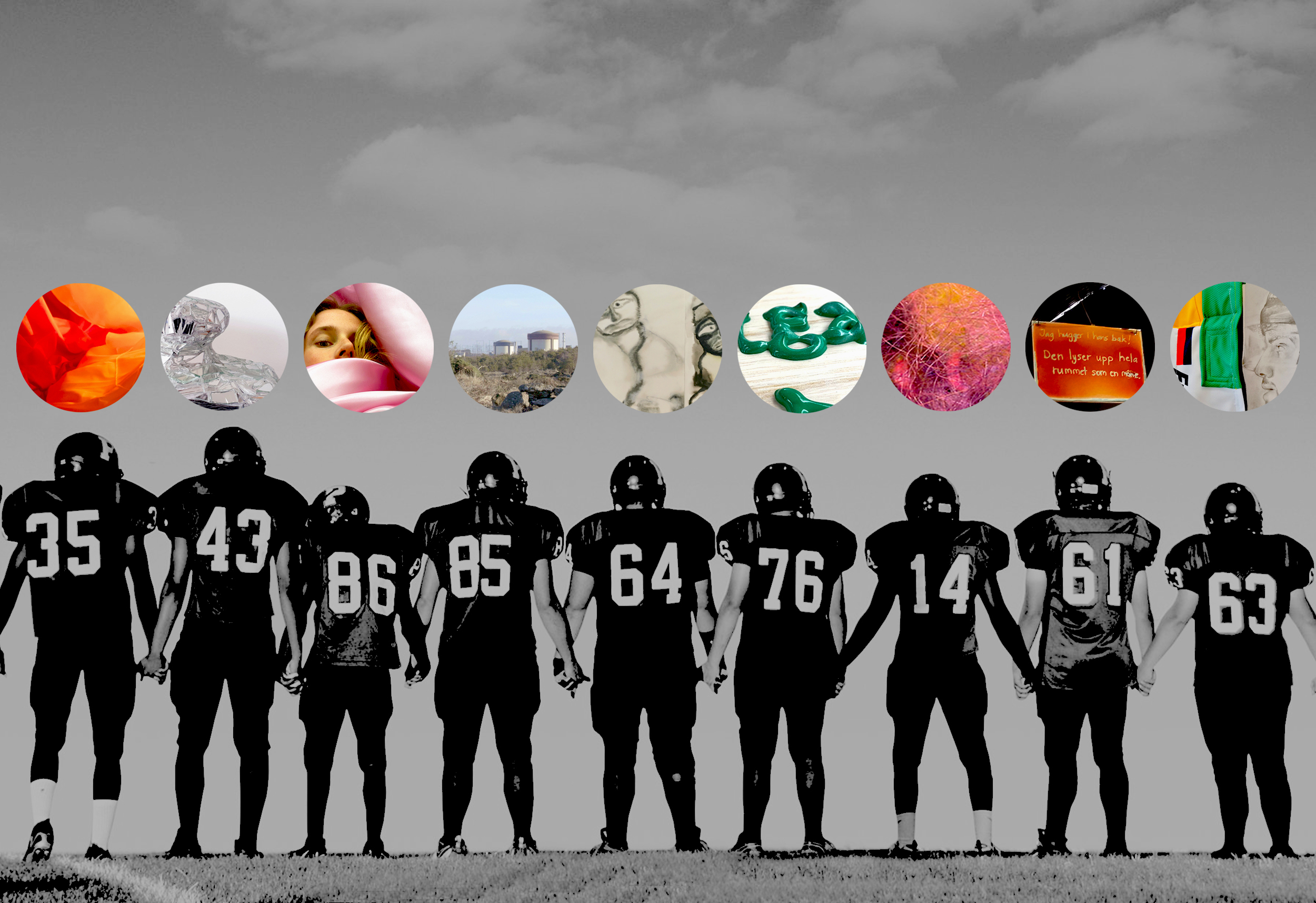 Kollage av Annie Mo Kjellberg, Sally Söderberg. Clear Eyes, Full Heart, 2021.