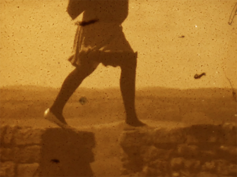 Still from my film “Bin ich reich bin ich reich … / Am I rich am I rich …”, 2015, old Kodachrome Super 8 film developed in Coffee, Vitamin c, soda, peroxide and lemon juice.