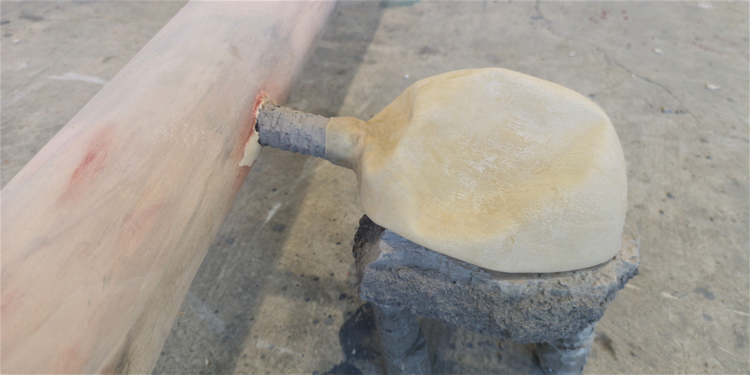 Annie Eliasson /root of the lung/ skulptur i latex, betong och kartong / 2021