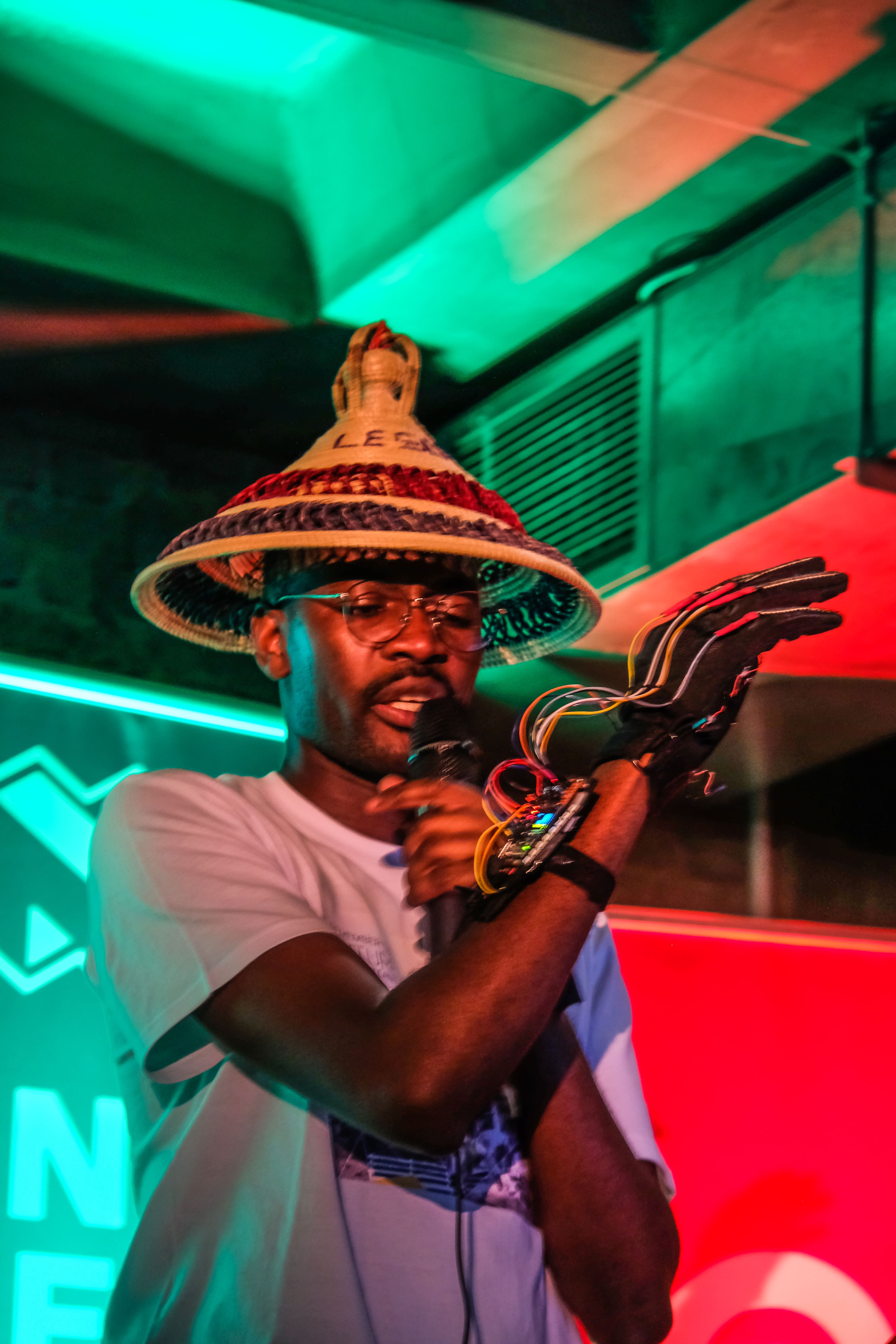 Hip-hop power glove, Design Indaba performance, 2020, Martin Amushendje
