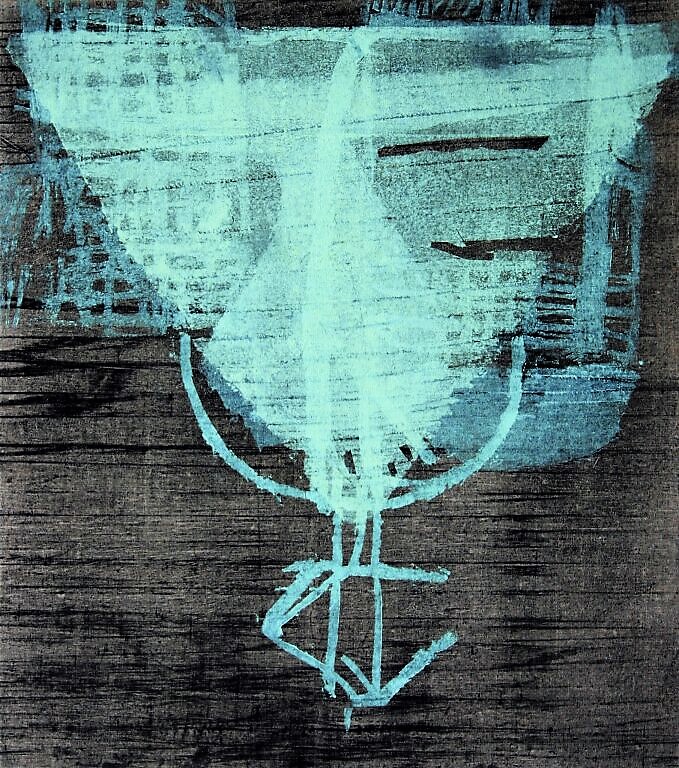 Am blinden Kanal V, Woodcut on canvas, 2011, 90 x 80 cm
