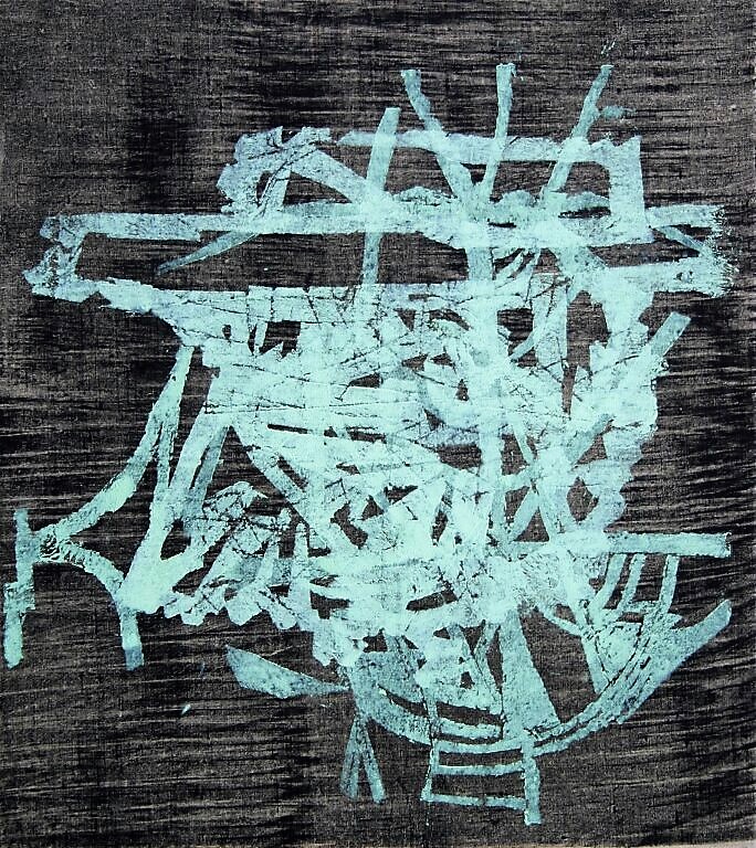 Am blinden Kanal VI, Woodcut on canvas, 2011, 90 x 80 cm