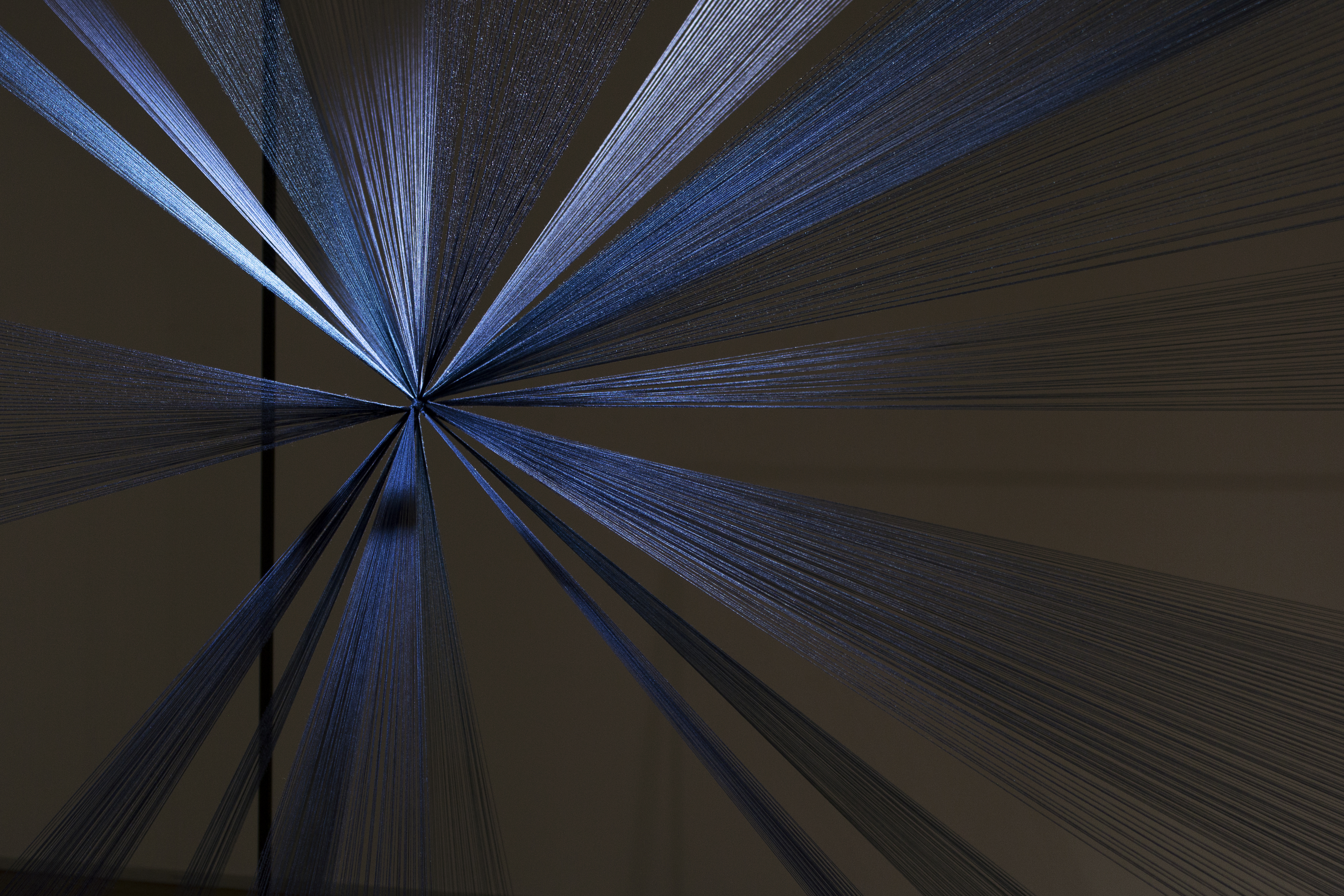 Klara Berge, Kvintessens. Infärgad silkestråd, svetsad metallkonstruktion, 2021