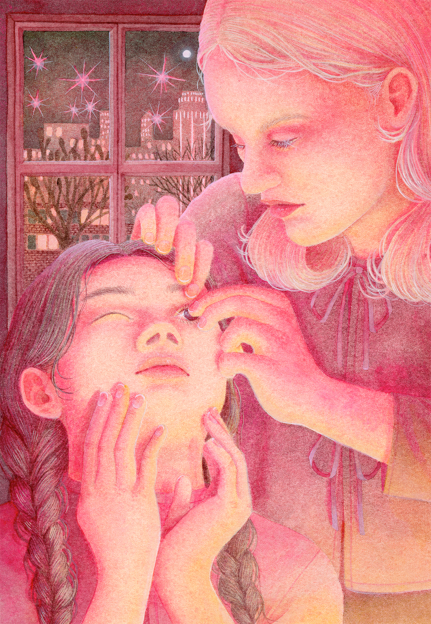 Erin and HeiDi2k, Watercolor on paper, 2022