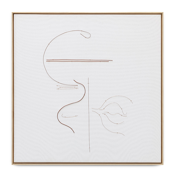 Rebeca Carapia, Caderno 4 tela 2 da serie Como colocar ar nas palavras, (Notebook 4 from the series How to put air into words)2020. Copper on canvas, 80 x 80 cm. Photo by Felipe Berndt Alta