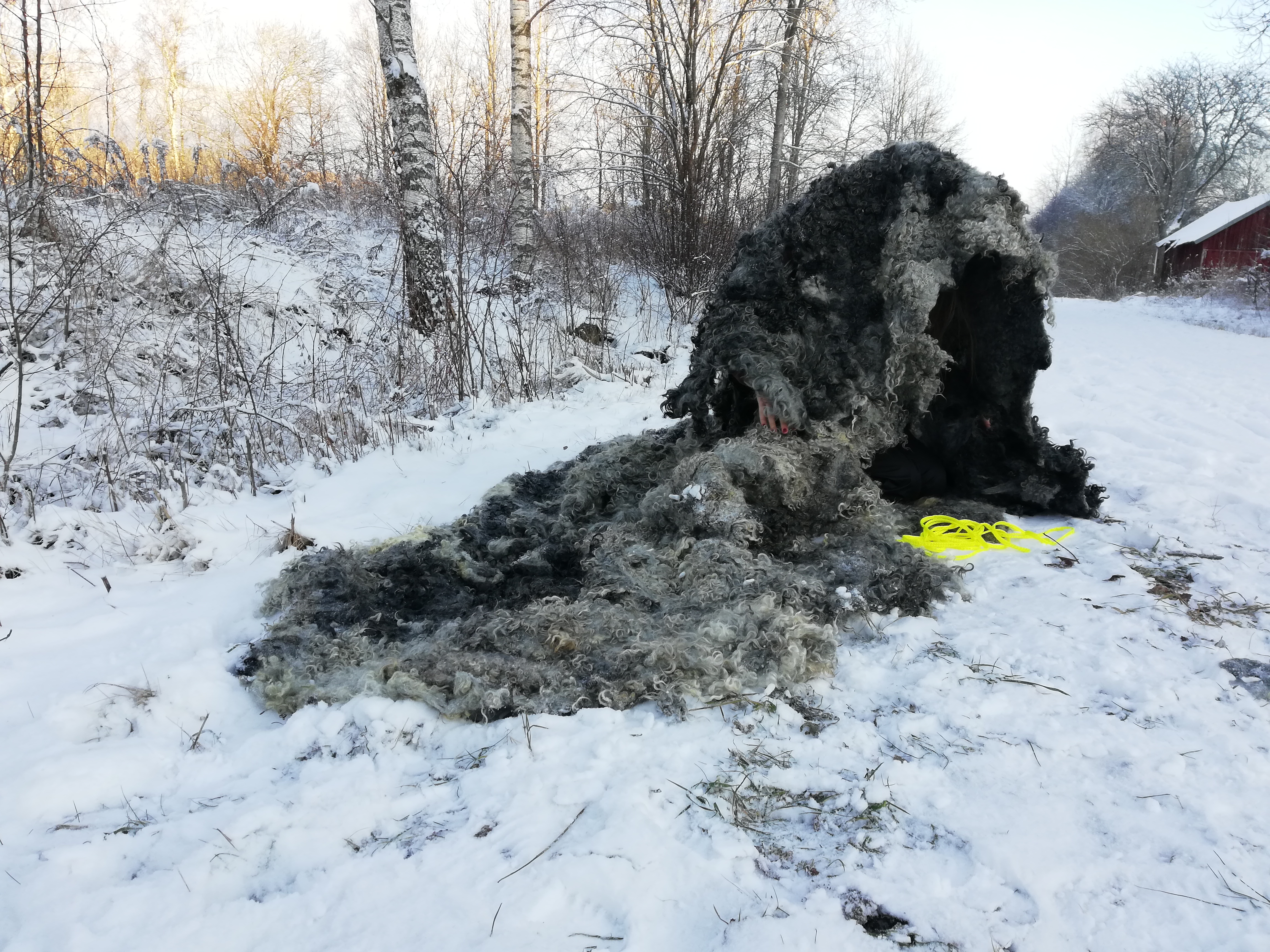 Linnéa M. F. Larsson, Mantelrörelse (mode I). Ull, polyester, 2022. Fotograf: Disa Kohlström.