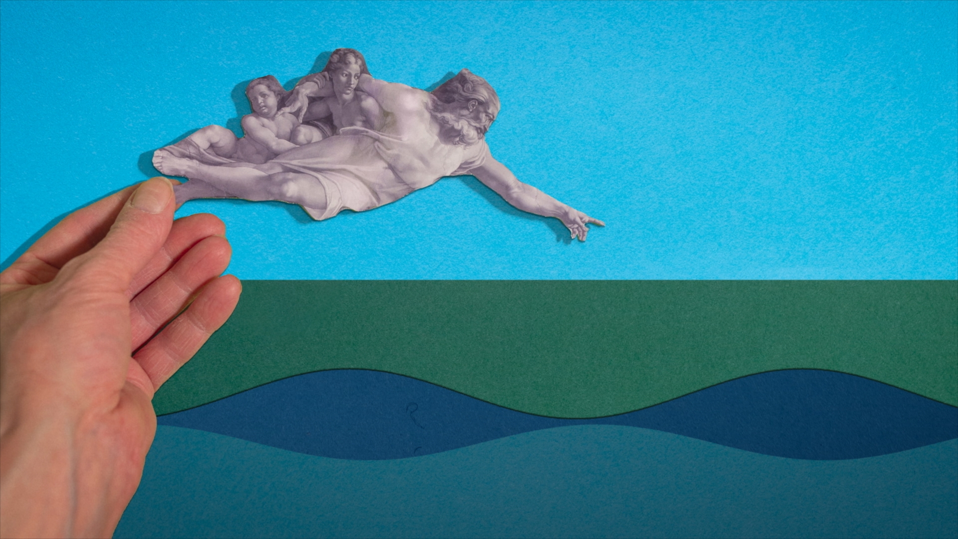 Gud skapar. Stillbild från animation - Karl & Carl