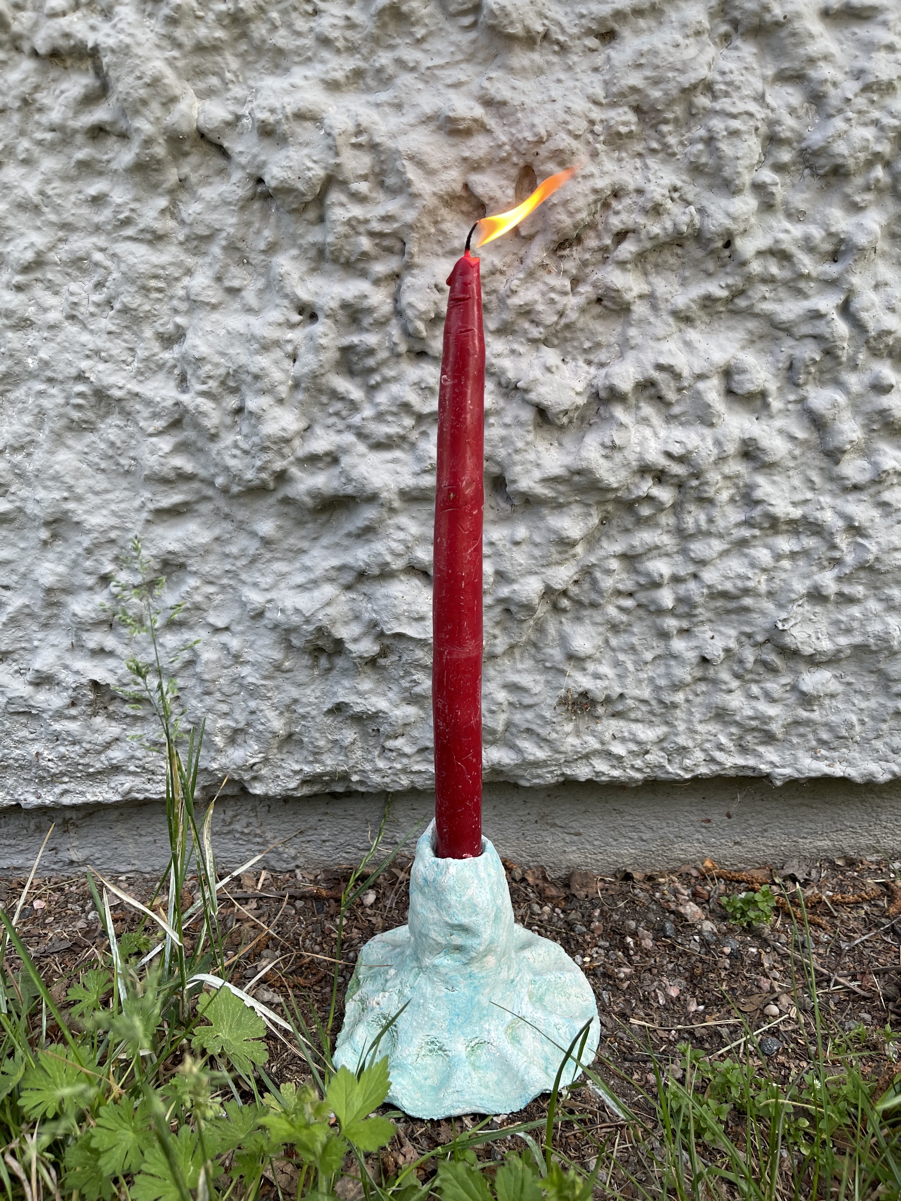 Candle (7), 2025, salt dough, food coloring, homemade candle, 10x16x16cm