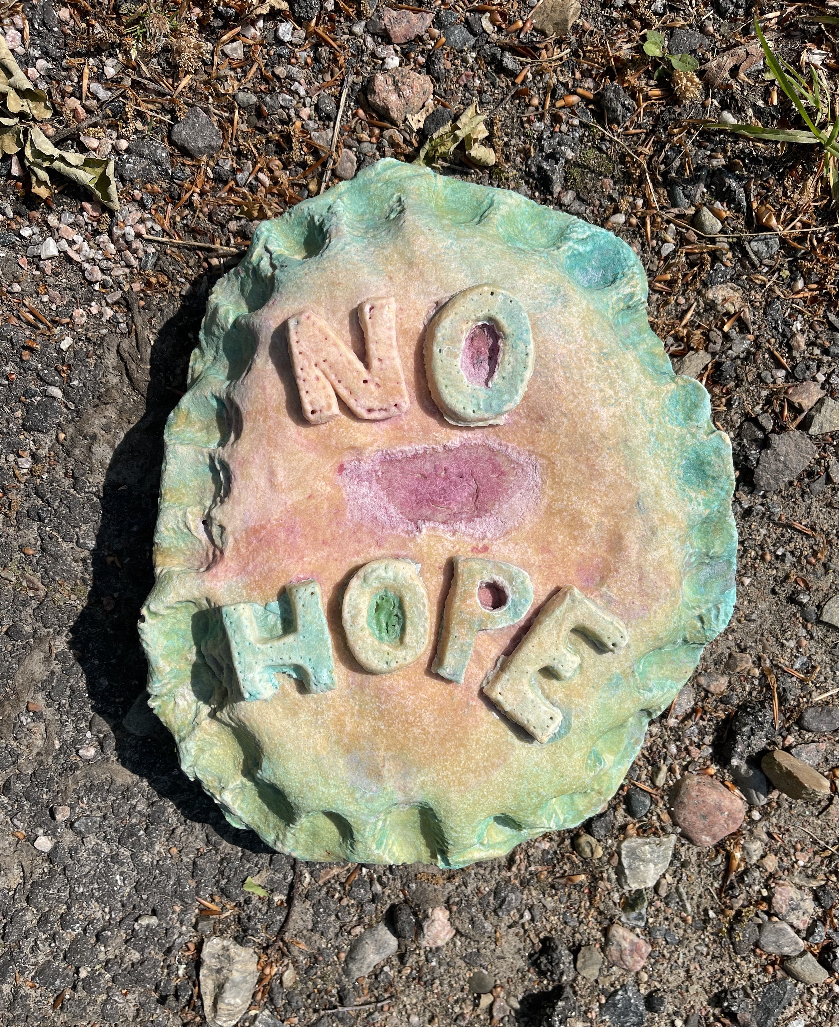 NO HOPE, 2025, salt dough, food coloring, 27x22x5cm